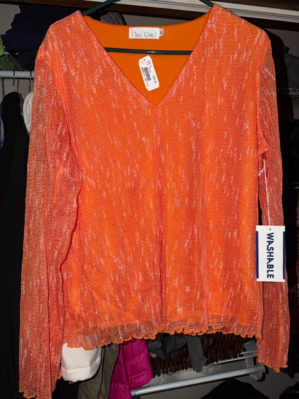 Tall Girl Orange V-Neck Knit Top